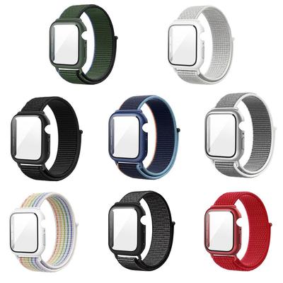 Nylon Strap Tempered Glass Watch Case For Apple Watch 6 SE 5 3 4 44mm 40mm Screen Protector iWatch 5 3 2 42mm 38mm Case Cover Bumper