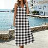 Fashionable Women's U-neck Sleeveless Pocket Slit Vest Cotton Linen Dress