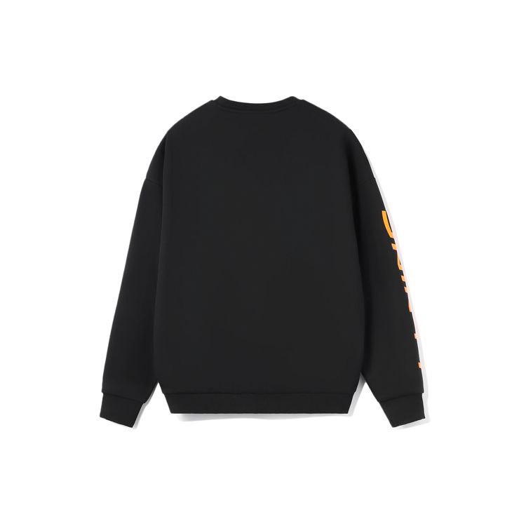 Li Ning Training Series Logo Print Warm Fleece Loose Crew Neck Sweatshirt Unisex Sweatshirt Black AWDRF44-1