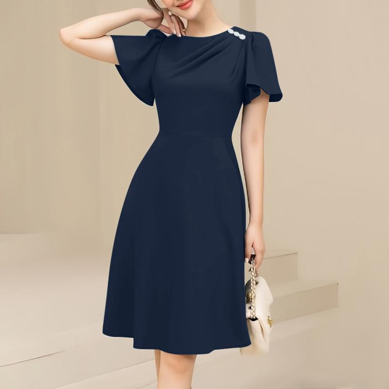 

ZANZEA Женское повседневное свободное летнее платье с круглым вырезом и коротким рукавом L