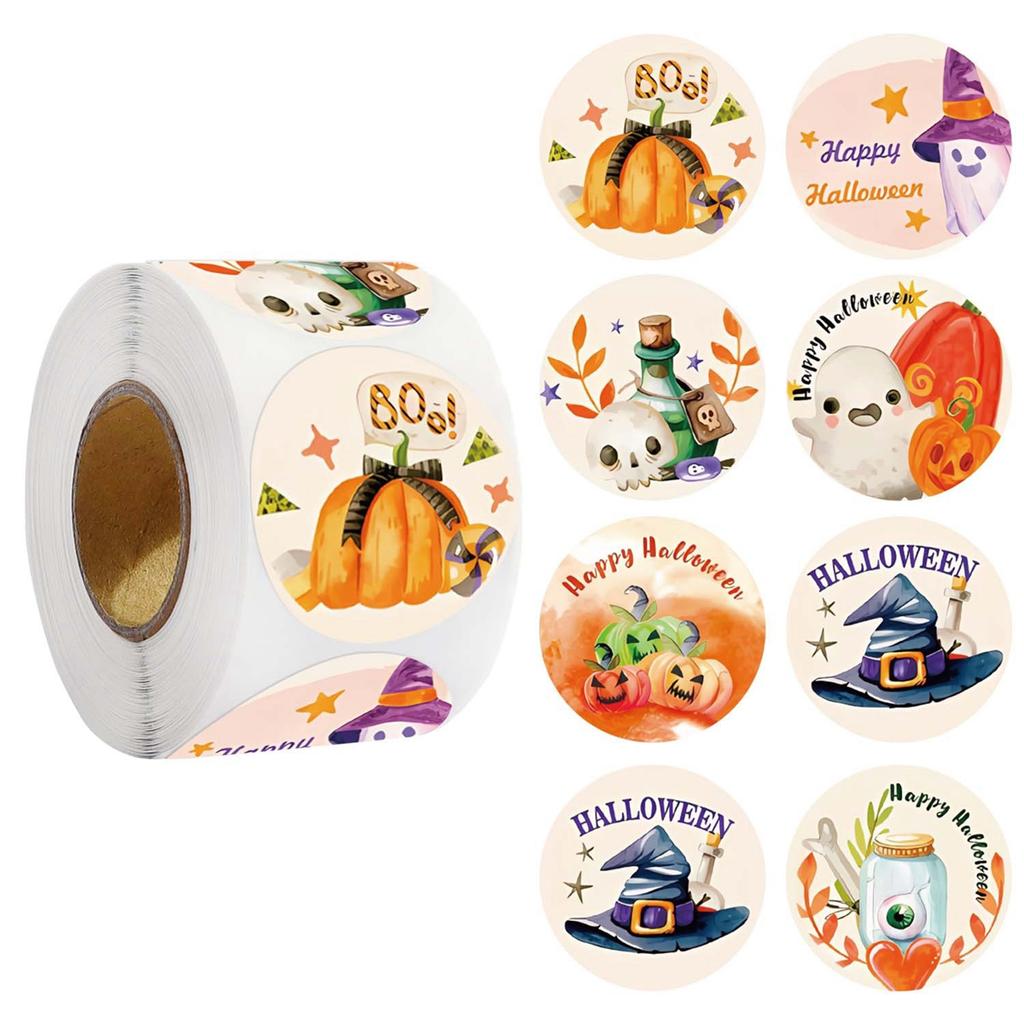 500 Pcs Pumpkin Ghost Halloween Stickers for Kids Round Sticker Gift Sealing Label Envelope Decor Stationery Stickers 1 inch