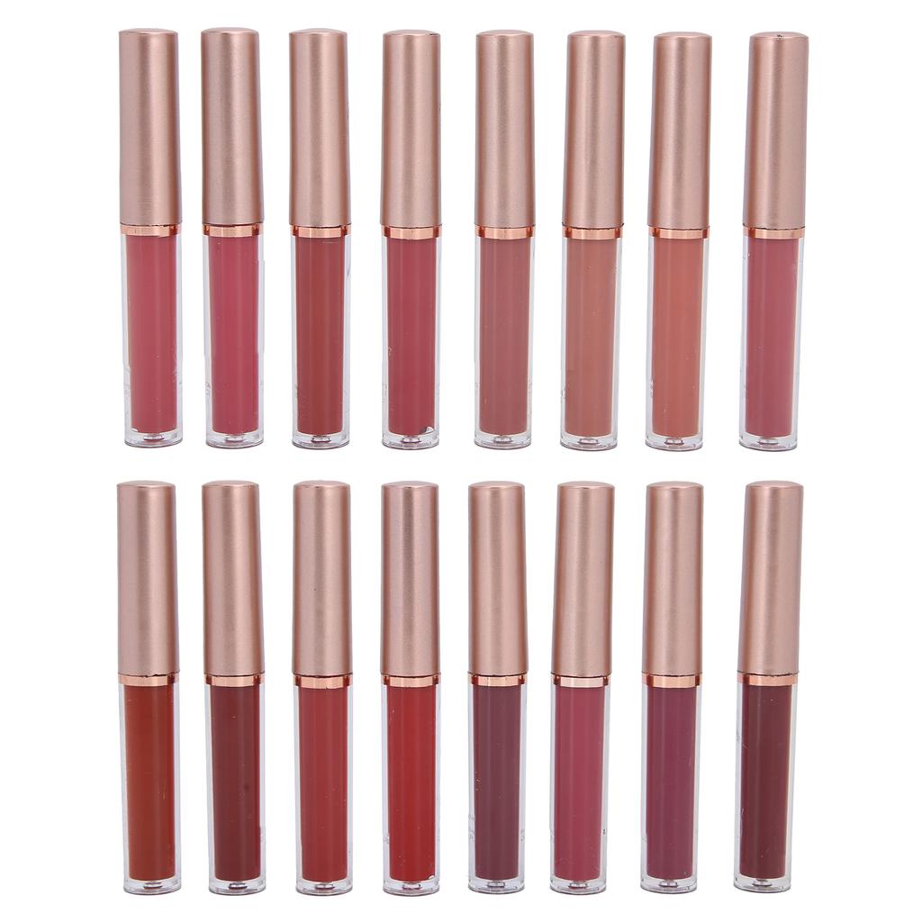 16pcs Matte Rich Color Lip Gloss Set Women Long Lasting Liquid Lipstick Cosmetic Tool
