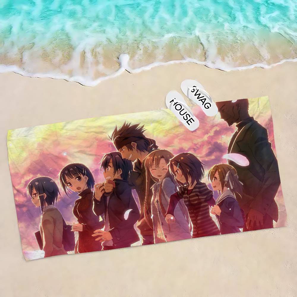 Japan Anime Sword Art Online Beach Towel Colorful Bath Towels for Girl Microfiber Quick Dry Sand Free Beach Yoga Spa Gym Pool