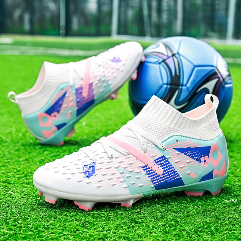 Large Size Football Shoes Male Adult High Top Teen Student Lawn Shredded Spikes Girls Game Training Shoes