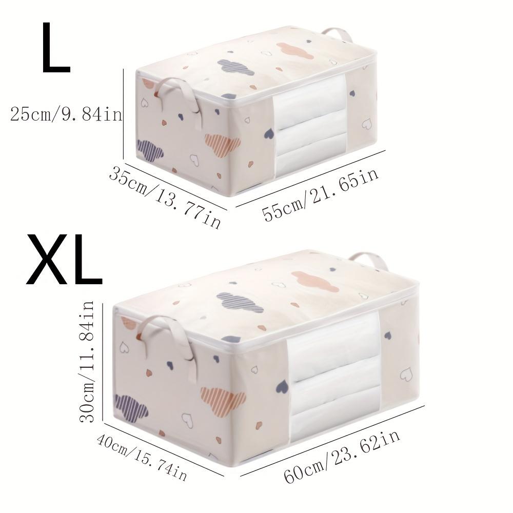 Large Capacity Bedding Organizer with Cartoon Pattern, Clothes Organizer with Handle and Transparent Window.