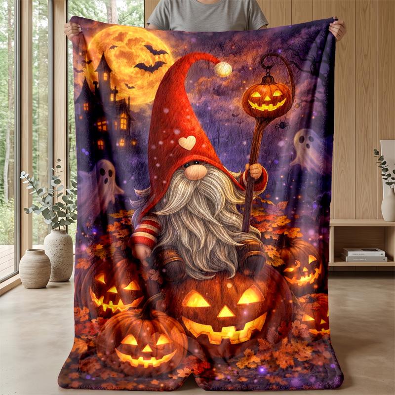 Gnomes Celebrate Autumn Theme blanket Lightweight Warm Flannel Blanket Decorative Throw Blanket for Home Decoration