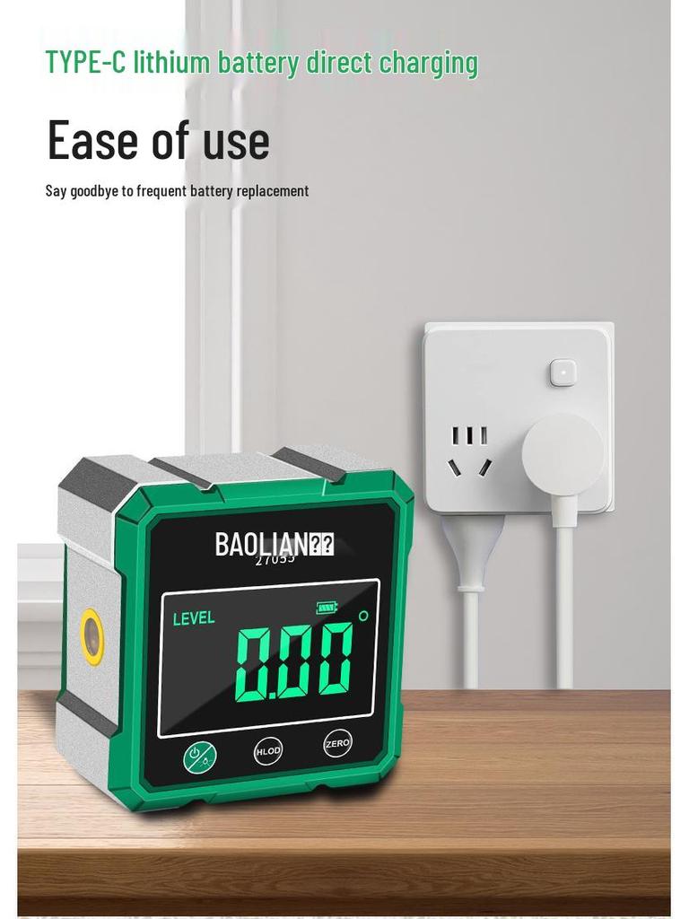 Cyfrowy inklinometr z poziomicą, laserem i magnetyczną podstawą