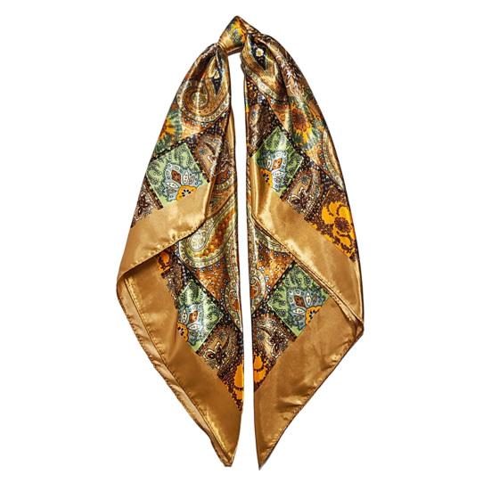 Headscarf Paisley Pattern Large Square Scarf Smooth Imitation Silk Fabric Turban
