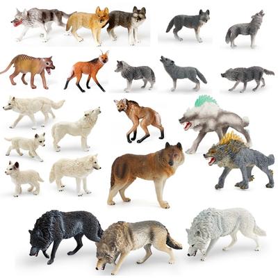 Realistyczne Dzikie Zwierzęta Wilk Arktyczny Tajemniczy Wilk Gorgonops Wilk Grzywiasty Model Figurki Akcji Zwierzęta Dżungli i Lasu Zabawki dla Dzieci