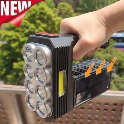 8Led USB/Solar Aufladbare Taschenlampe Outdoor Multi-funktion Wasserdichte Led-Langstrecken-Scheinwerfer Batterie Taktische Taschenlampen