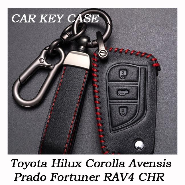 2 3 Tasten Oli Leder Autoschlüssel Etui Hülle für Toyota Hilux Corolla Avensis Prado Fortuner RAV4 CHR Schale Zubehör