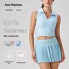 Women's Antibacterial Slimming Yoga Set: Lapel Fitness Sportswear for Outdoor Training & Tennis