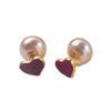 Luxurious Red Heart Pearl Stud Earrings for Women