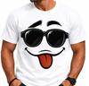 Funny Emoji Face T-Shirt Mens White Graphic Tee Sunglasses Tongue Out