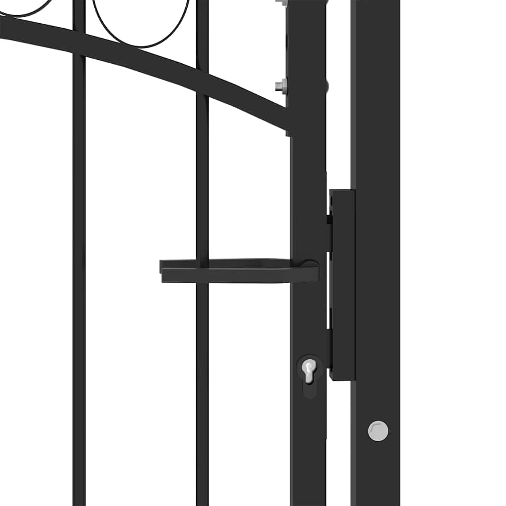 Garden Gate EMMEN with Arched Top Steel 100 X 106 Cm Black