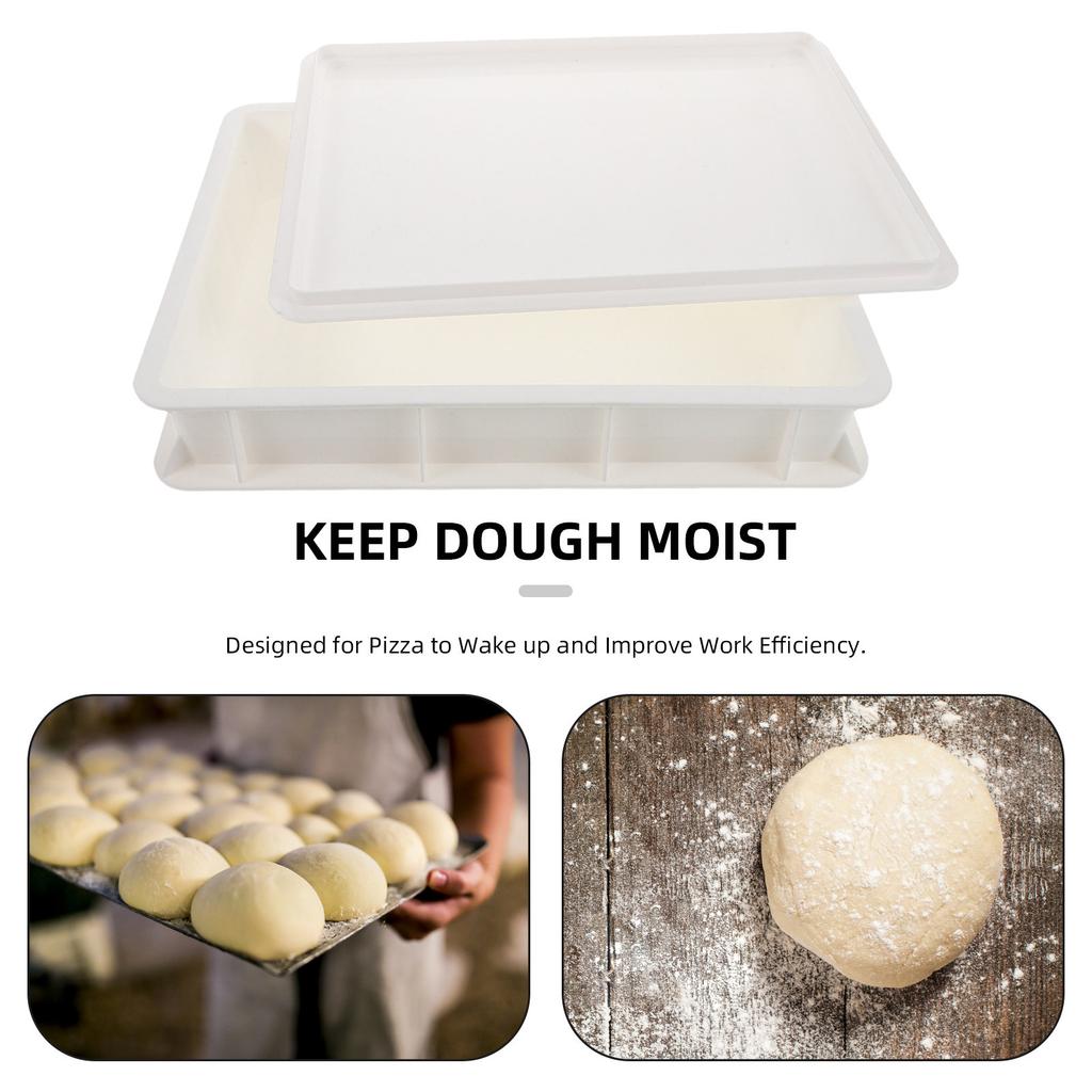 Stackable Pizza Dough Proofing Box Commercial Plastic Tray Lid Space-Saving Container for Home Bakery Dough Storage