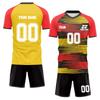 Men's Short Sleeve Two-Piece Soccer Jersey Set Lightweight Breathable Fabric Athletic Sportswear with Graphic Print and Solid Back Design