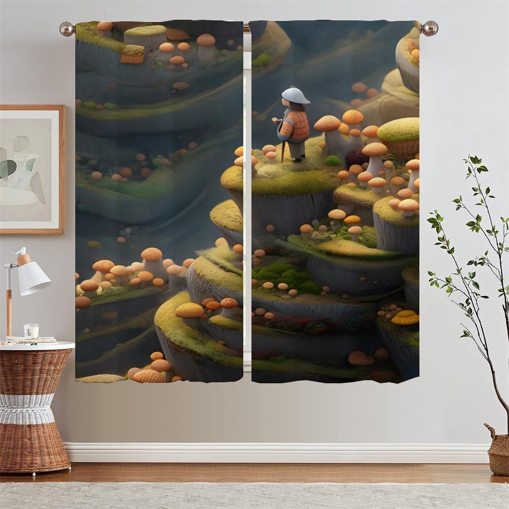 Mushroom World Ready Curtains Cheap Things With Free Shipping for Home Tentacles Curls Short Window Curtains Beaded Curtain Room