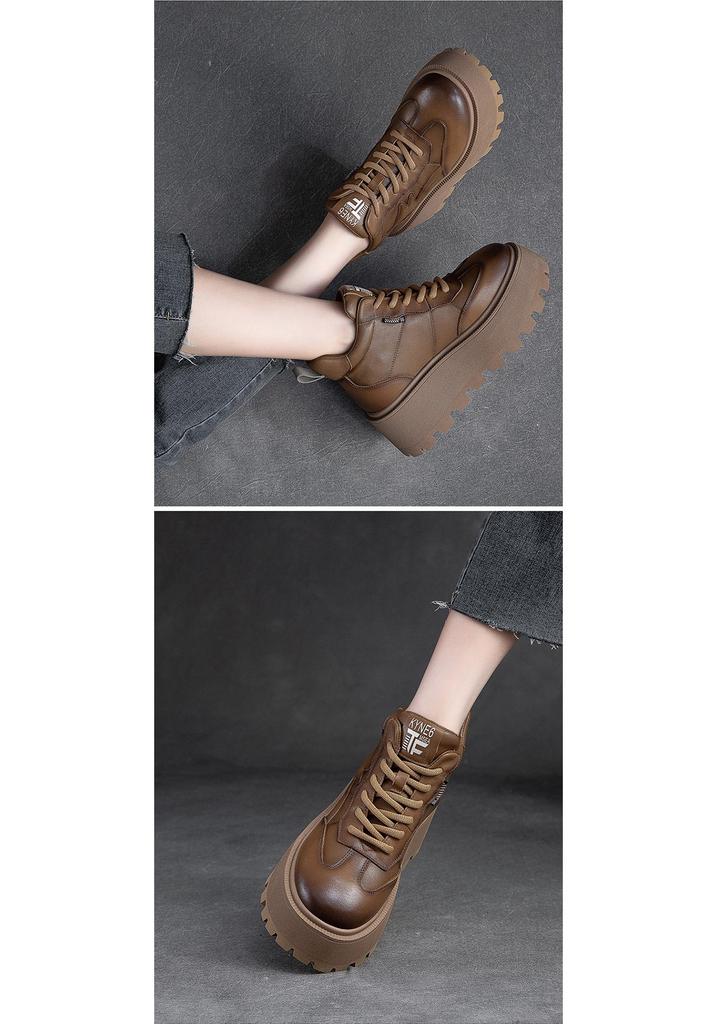 Damen Retro High-Top Schuhe mit Fleecefutter, dicker Sohle und Schnürung