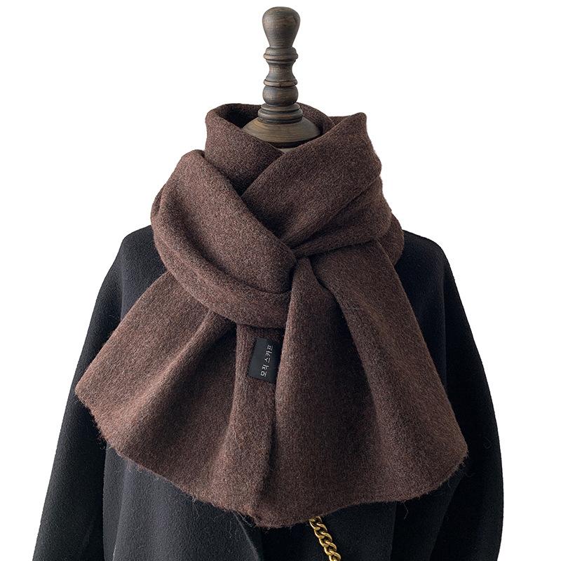 Korean Version Wool Blend Scarf Women Men Fall Winter Soft Warm OL Solid Color Muffler High-quality Thick Warm Scarf Male Female