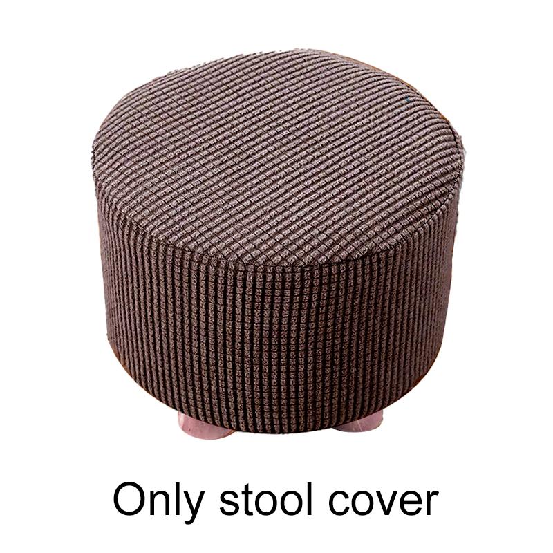 1Pc Round Seat Cover Elastic Protector Soft Pouffe Stool Removable Flannel Stool Cover Footstool