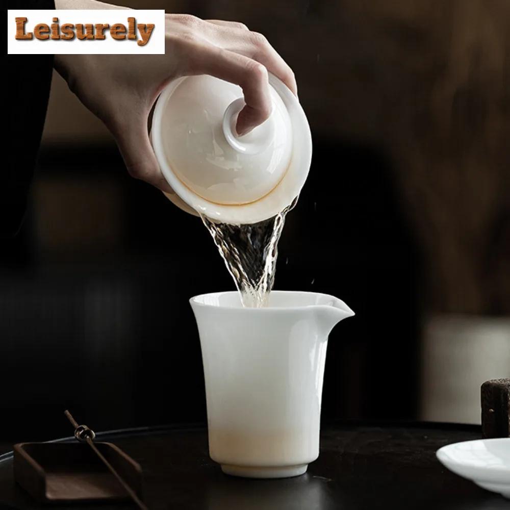 140ml Iced Jade Wihte Porcelain Gaiwan Luxury Brewing Tea Sancai Tea Tureen Household Tea Making Cover Bowl for Tea Ornaments