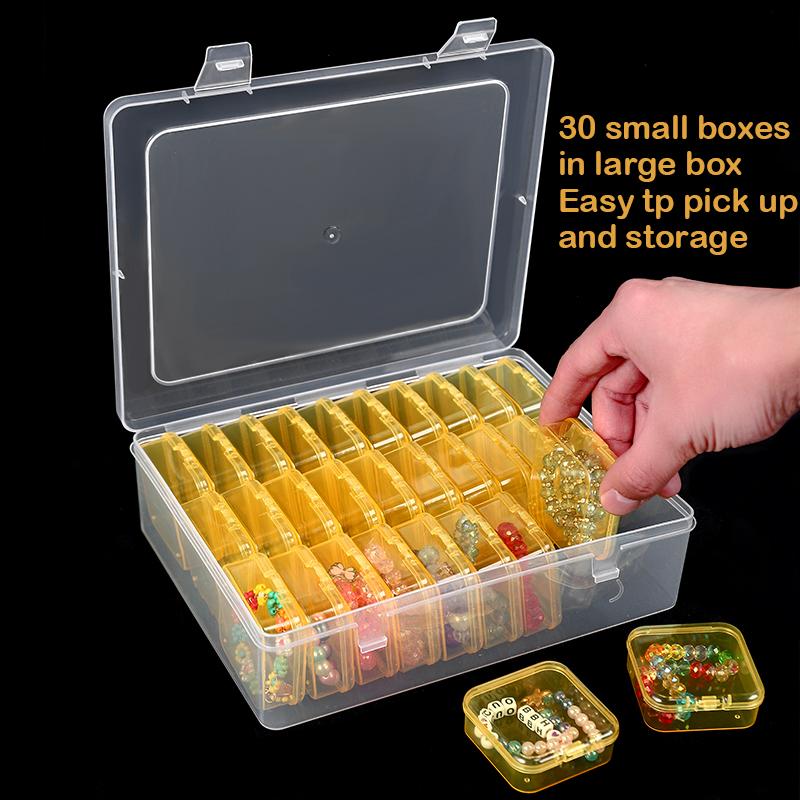 31Pcs Small Beads Organizers Plastic Cases Mini Clear Dimond Storage Containers Boxes for Bracelet Making DIY Jewelry Craft Nail