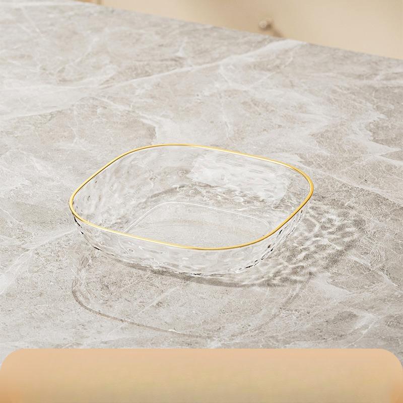 Square Trays with Golden Borders, Suitable for Serving,  Fruits, Desserts, Cakes, Snacks, Breakfast