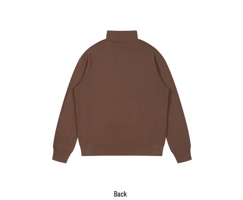 350g Heavyweight Stand Collar Half-Zip Hoodie for Outdoor Sports - Plain Color, High Quality, Spring & Autumn Wear