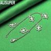 925 Sterling Silver Four-Leaf Clover Side Chain Exquisite Bracelet Gift Jewelry