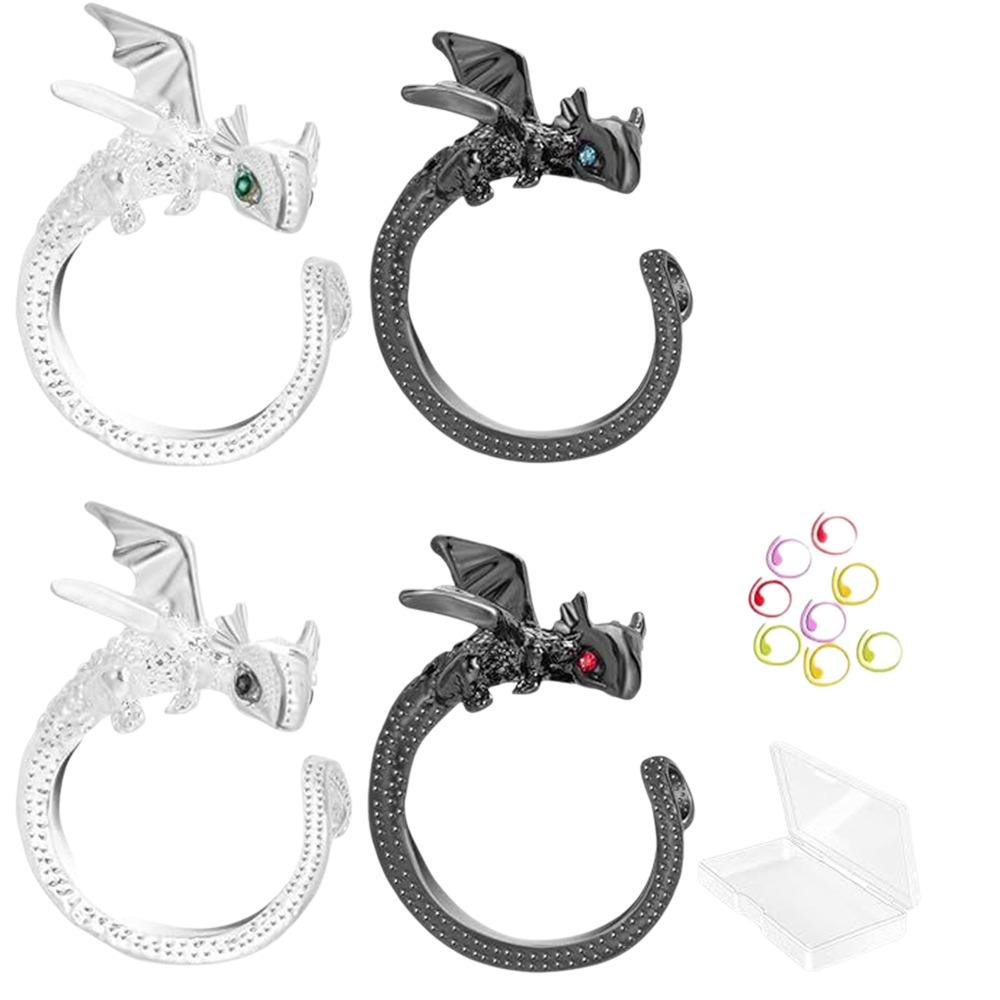 Punk Style Dragon-shape Rings Kit Animal Shaped Fashion Finger Ring Men
