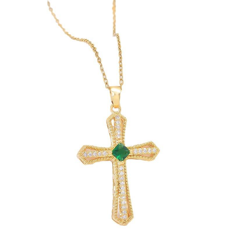 Colier Cruce Vânt Femeie Stil Retro Curte Premium Versatil Pandantiv Diamant Lanț Claviculă