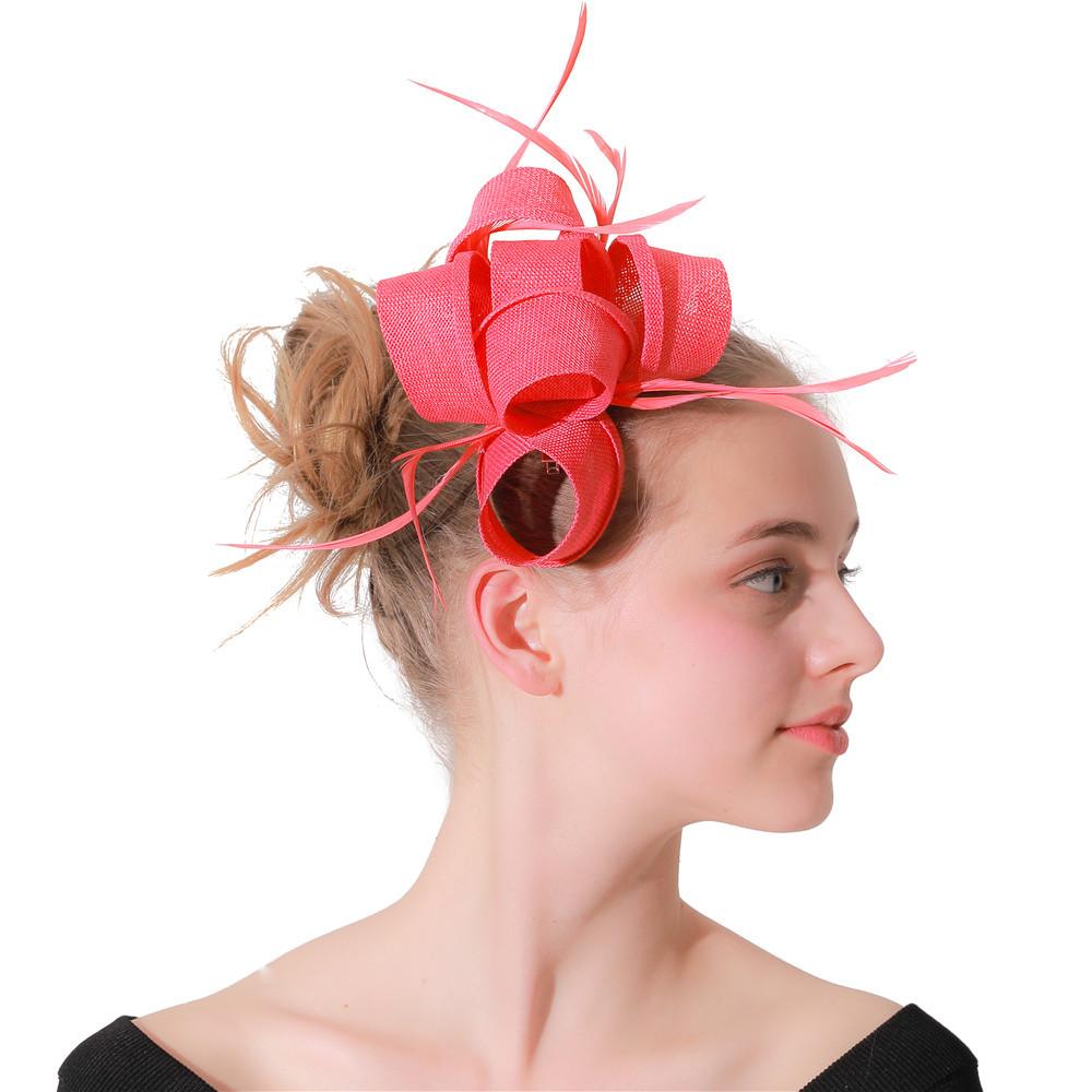 Wassermelonenrot Exquisites Schleifen-Stirnband Imitation Hanfgarn Kopfbedeckung Britische Haaraccessoires Society Ball Empfang