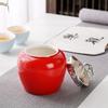 European-style Ceramic Tea Canister Round Gongfu Tea Storage Jar Celadon Sealed Container for Candies Nuts and Spices Kitchen