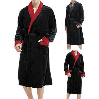 Camisola de Noite Masculina de Inverno Grossa de Pelúcia Estampada Lã Coral Ótima Absorção de Água Manga Comprida