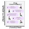 6Pcs Fitness Card Yoga Seated Postures Exercise Charts 30 Day Chair Exercises Plan Poster for Morning Sports Enduring