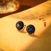 Vintage Elegant Zircon Deep Blue Ear Studs S925 Silver Earrings for Women