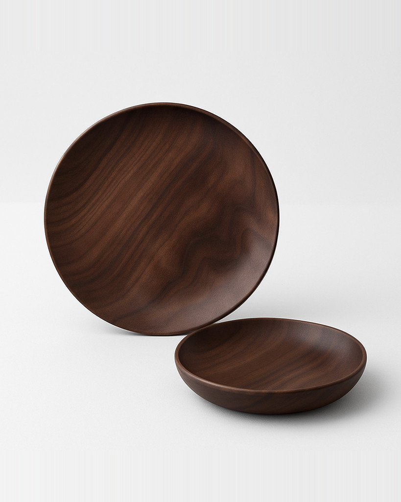 1 Stück Schwarznuss Massivholzplatte Frühstückstablett Haushaltsgebrauch Europäischer Stil Westliche Küche Dim Sum Holzplatte Holztee-Tablett, ohne Spleißen