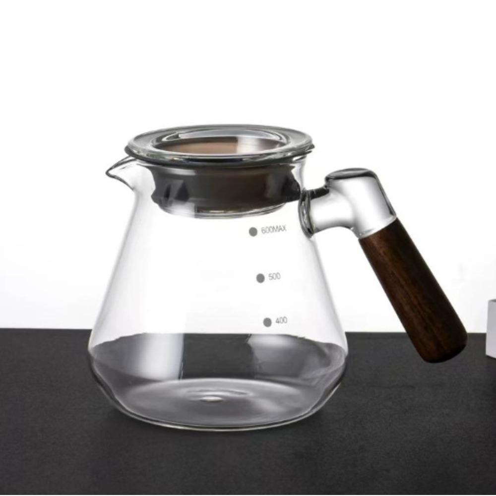 High temperature resistant glass coffee pot, hand punch sharing pot, glass utensils, household transparent filter cup with graduated fair cup