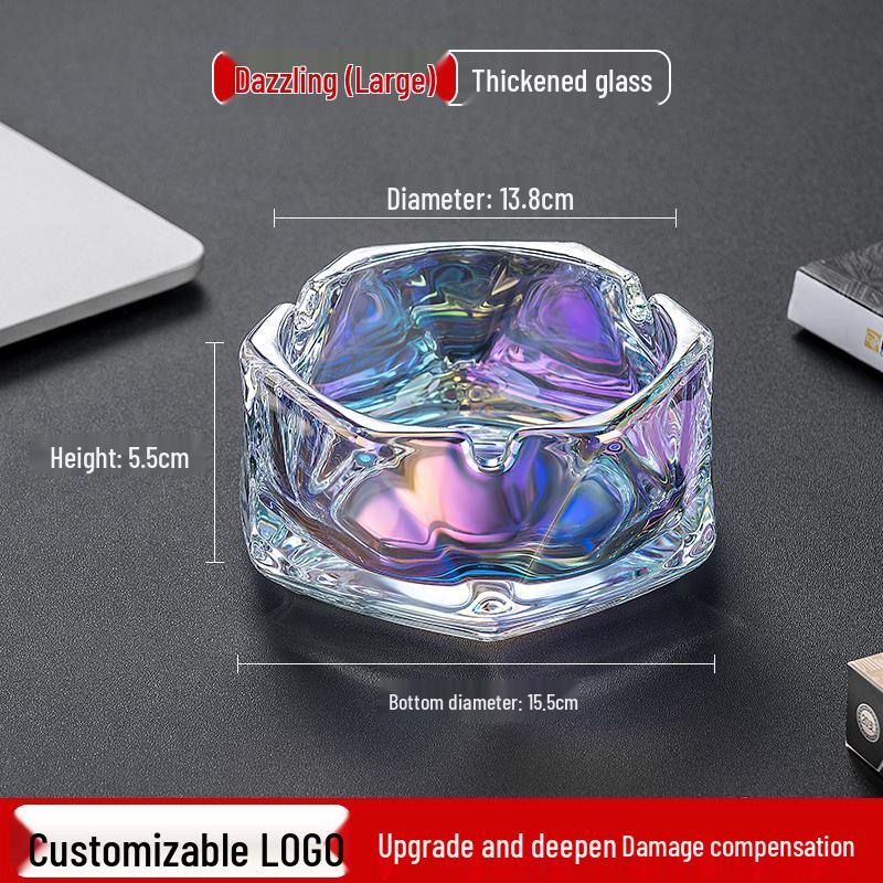 Crystal Glass Ashtray: Elegant, Fly-Repellent Design for Home or Office