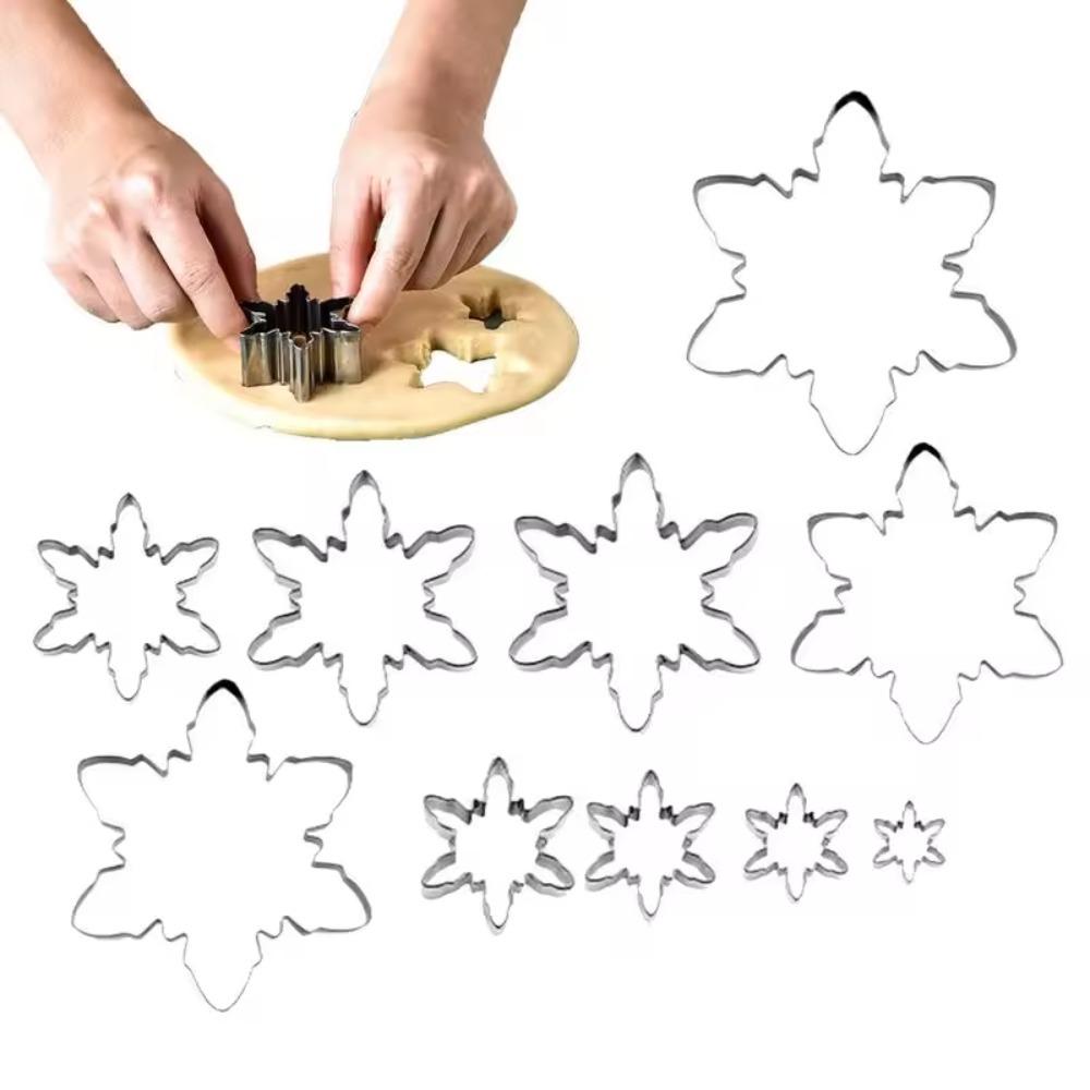 10Pcs/set Rust-proof Christmas Snowflake Cookie Cutter Multiple Sizes Sandwich Mould  Bakery