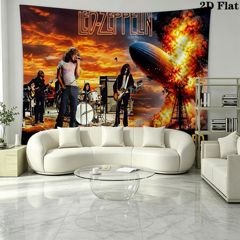 Led zeppelin Wall Tapestry Aesthetic Wall Hanging Printed Fabric Blanket Decorative Tapestries for Bedroom Living Room Home Decor