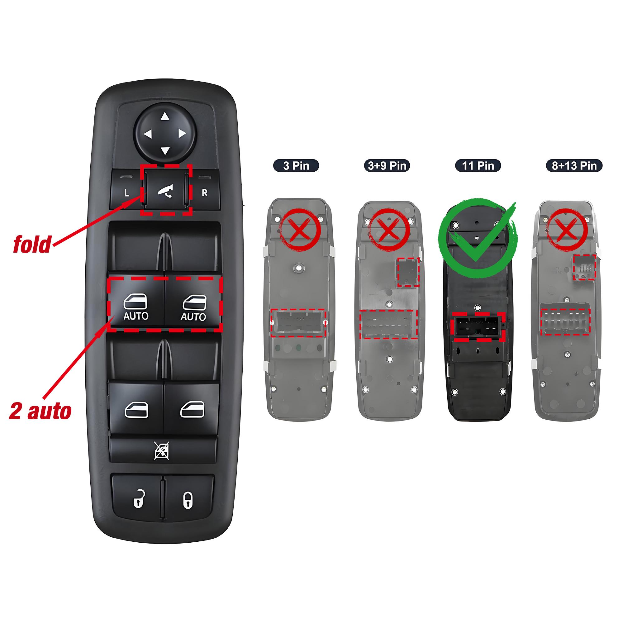 

68030826AC For Dodge Durango Jeep Grand Cherokee 2011 2012 2013,Electric Power Master Window Switch Control Button 68030826AD 68030826AC