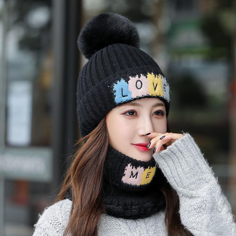 Hat Women's Winter Trendy Fashion Versatile Warm Knitted Hat Windproof Ear Protector Hat Fleece Thickened Wool Hat Women's