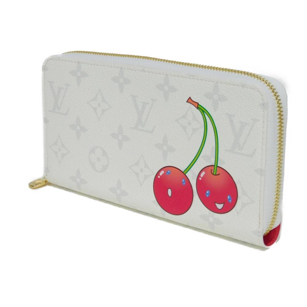 Used LVxTM Zippy Wallet (12564) M14240 7940 by Takashi Murakami, LV Logo Flower Cherry RFID, Unused, Monogram, Cherry,