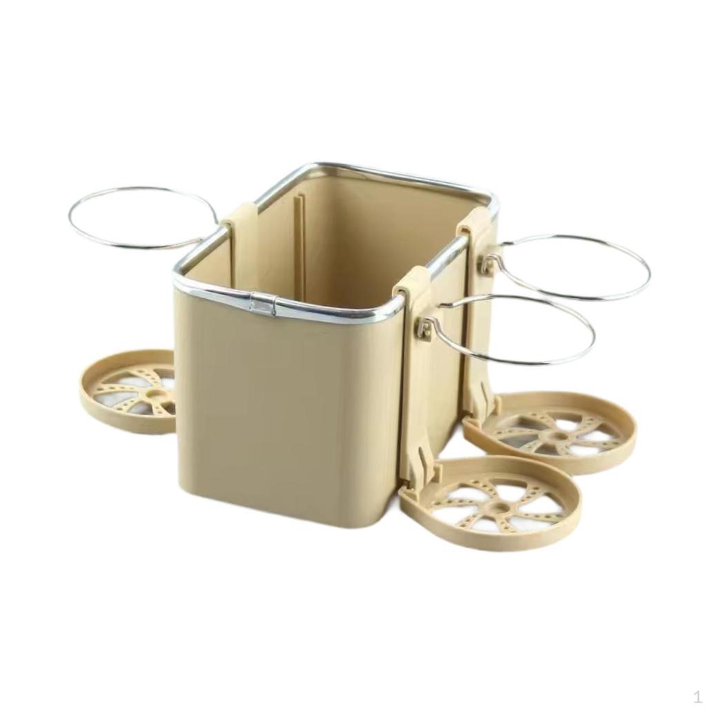 Car Armrest Storage Box Center Organizer Tissue Holder with 3 Cup Holders