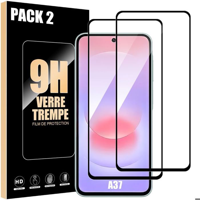2 Full Tempered Glass for Samsung Galaxy A37 5G - Anti-Scratch Protection with Black Edge