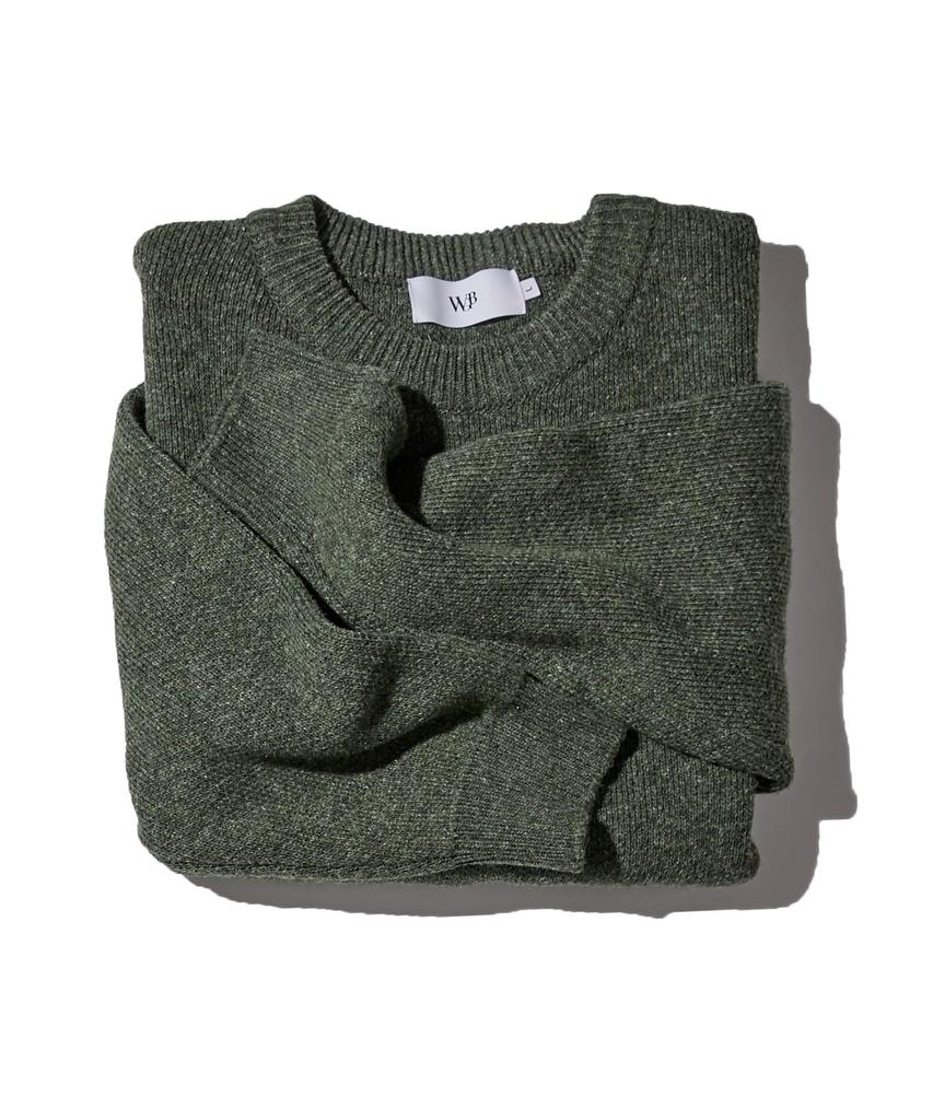 WEST GRAND BOULEVARD Semi-Over Wool Blended Knit Moss Green