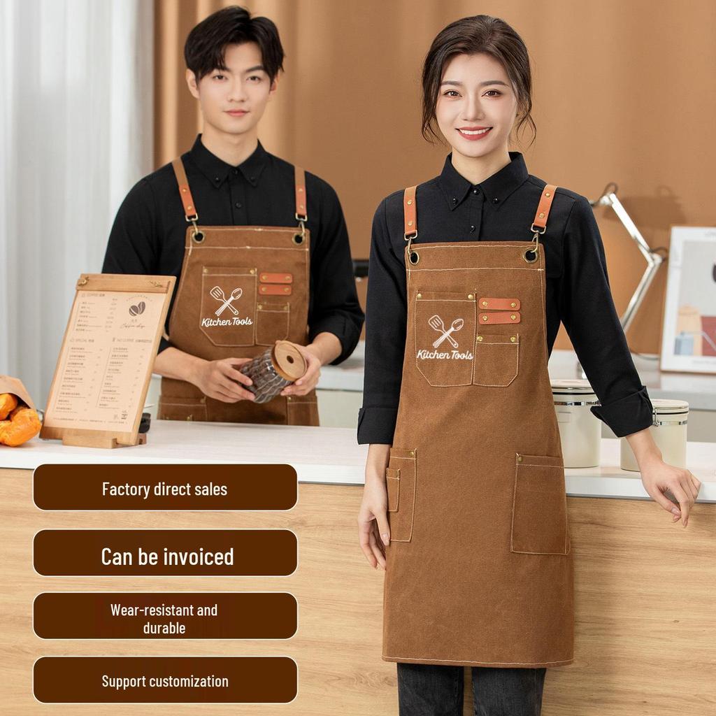 Custom Waterproof Washable Denim Apron for Women - Nail Art, Baking, Coffee, Milk Tea Shop, and Barber Use