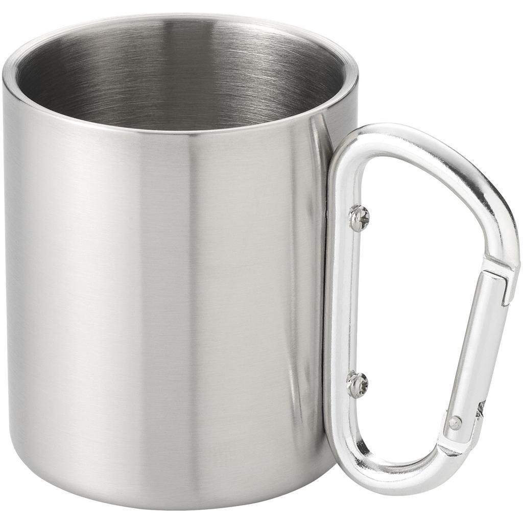 Glass "Alps" 200 Ml Insulated Mug with Carabiner Silver